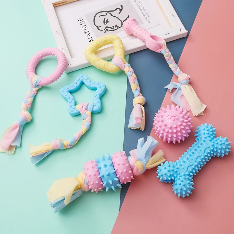 TPR Knot Dog Toys - Bite Resistant Dental Chew for Small Dogs