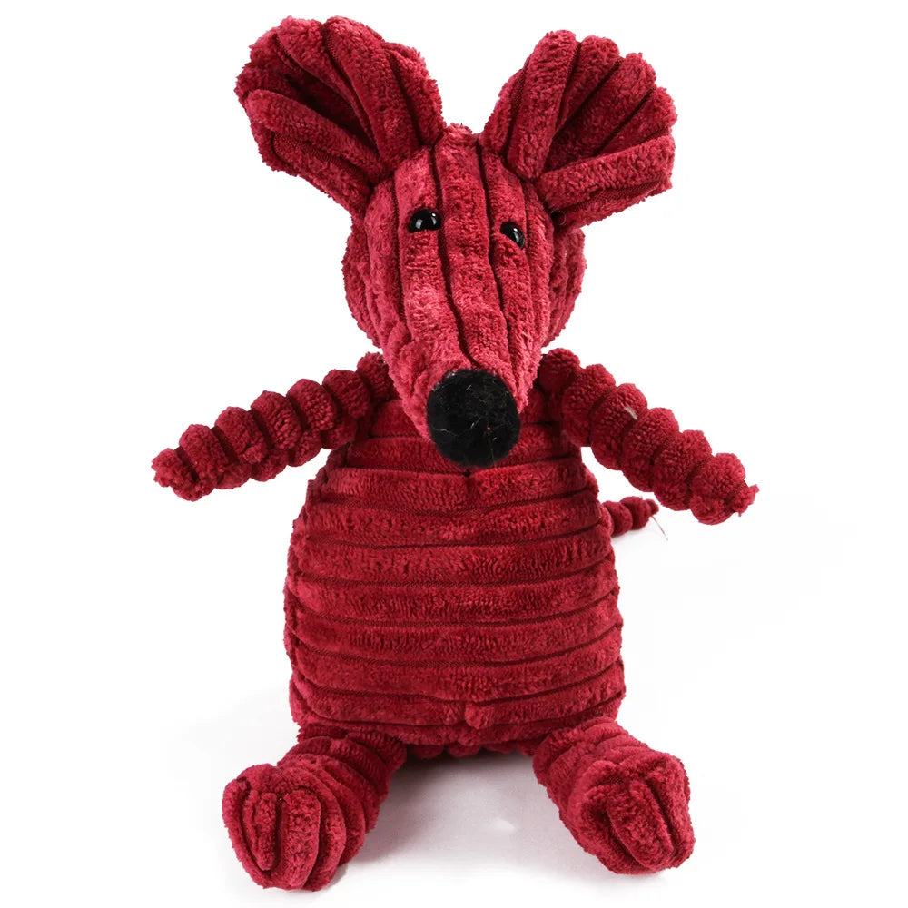 Corduroy Animal Molar Toy - Squeaky Monkey & Pig for Large Dogs