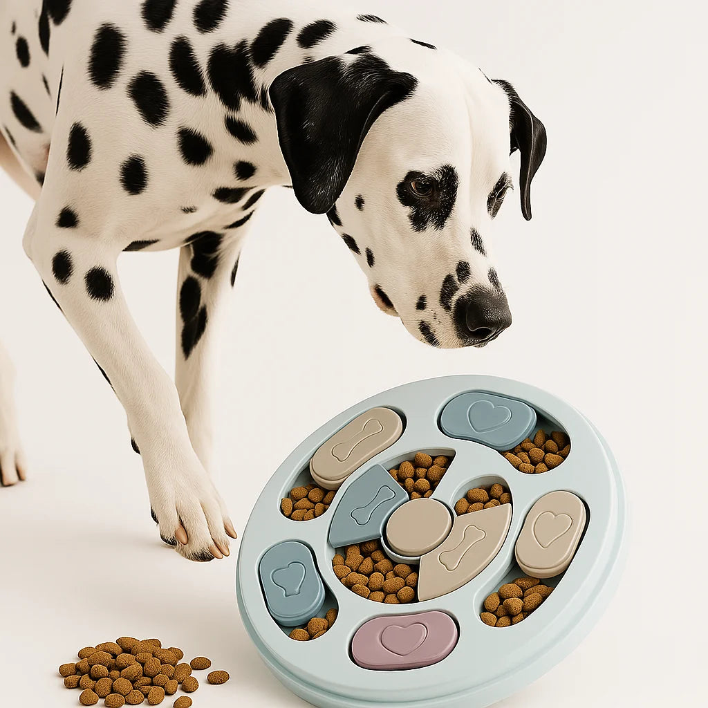Interactive Slow Feeder Dog Bowl - Brain Training Puzzle Toy for Cats & Dogs